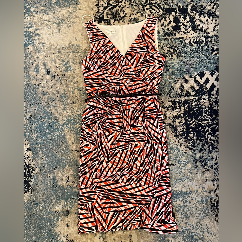 London Times Midi Dress with black belt *Like New* Sz 6